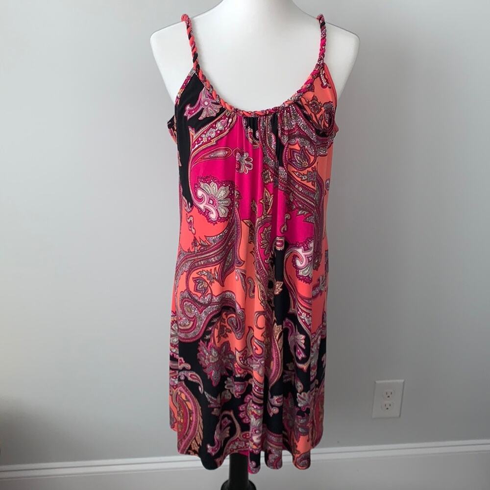 Dressbarn Paisley Sleeveless Cord Pullover Dress Sz 16